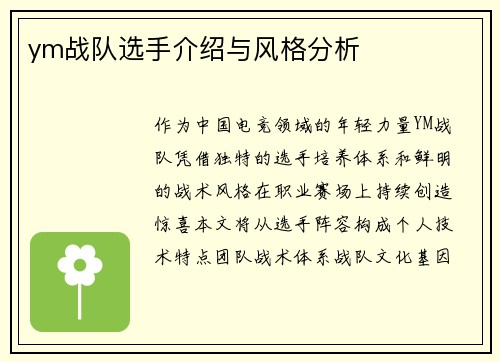 ym战队选手介绍与风格分析